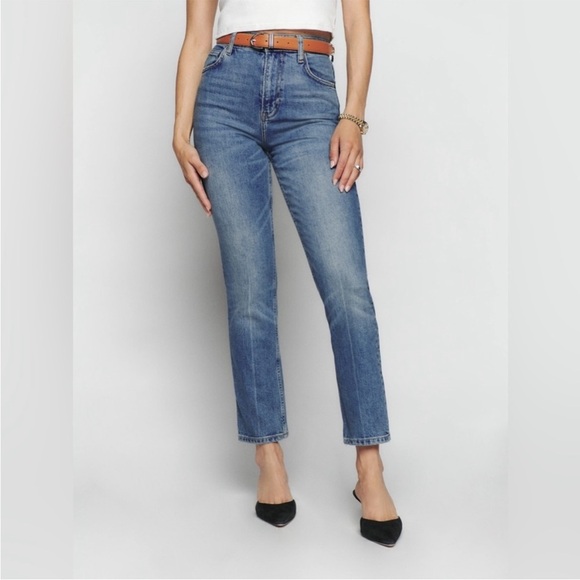New Reformation Liza Ultra High Rise Straight Leg Jeans Malta NWT Denim Women 28 - Picture 1 of 13